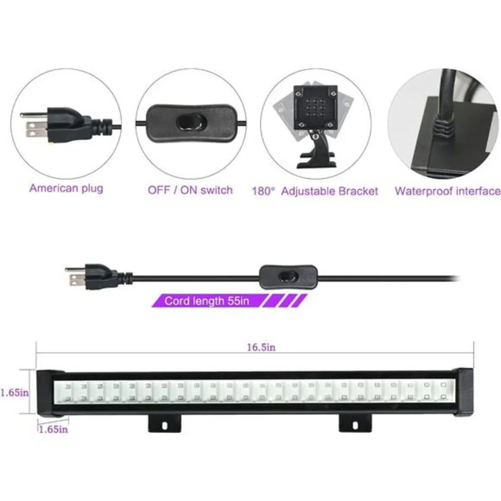 4 Pack LED Black Light Bar,16.5IN 24W Blacklight Bar with IP65 Waterproof